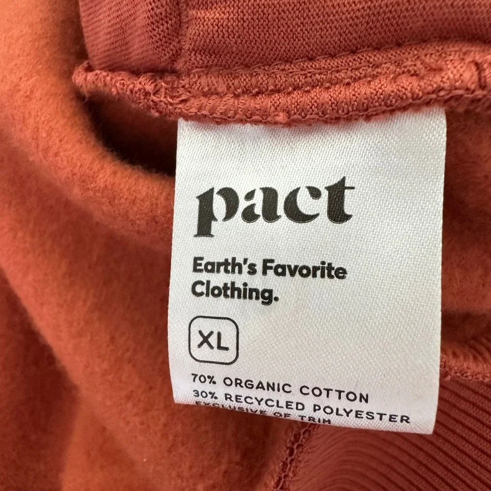 Pact Mens XL Burnt Orange‎ Organic Cotton Fleece Crewneck Sweatshirt Pockets - Picture 7 of 9
